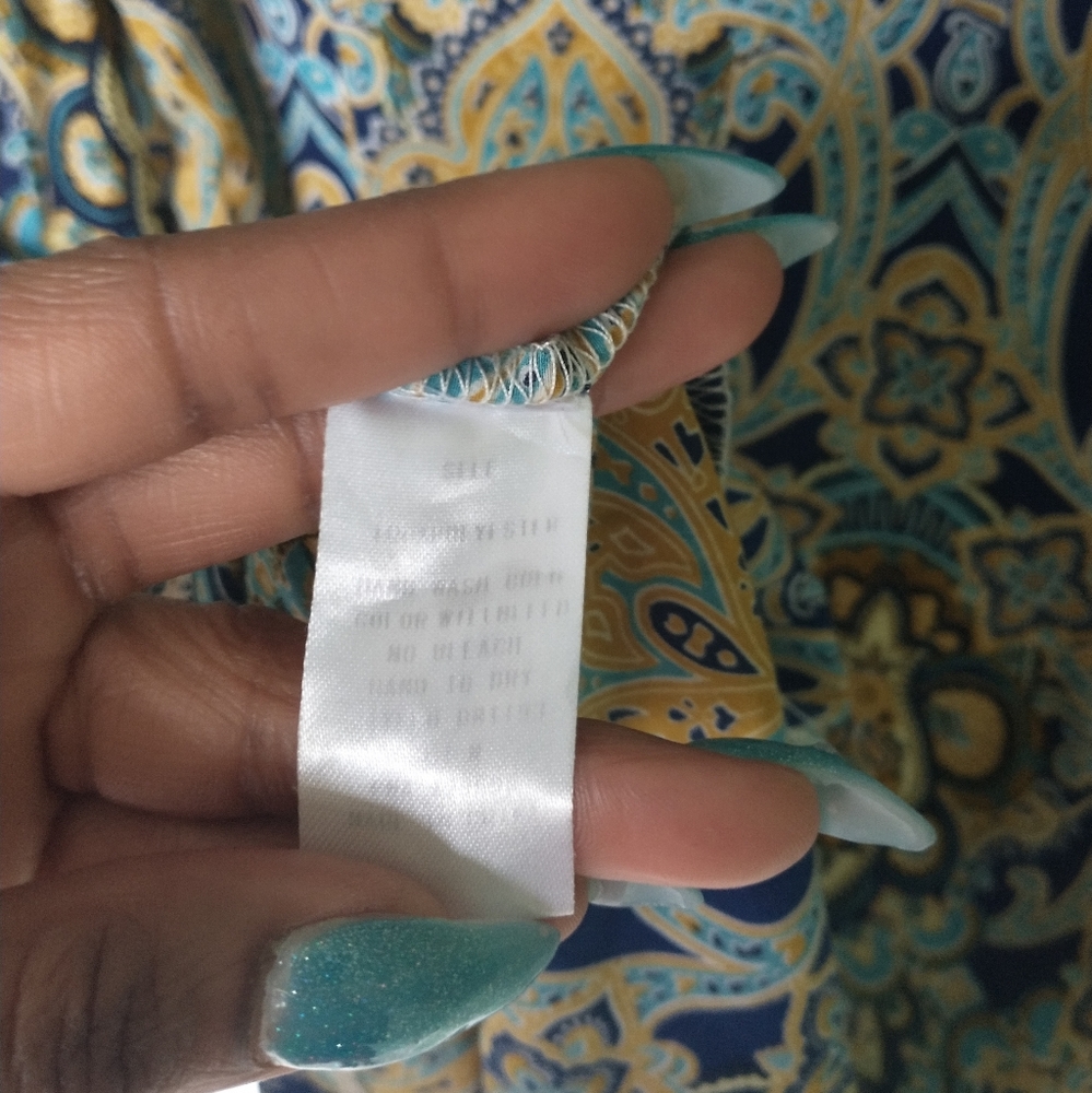 Women's "Lov posh" blue and gold paisley printed dress from Francesca's - Picture 10 of 11